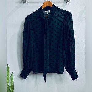 Sheer, Black, Swiss Dot, Gwen Blouse from Unique Vintage